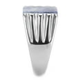 thumbnail image 5 of Mens Ring Silver Blue White Stainless Steel Ring with Semi-Precious Sodalite in Capri Blue, 5 of 8