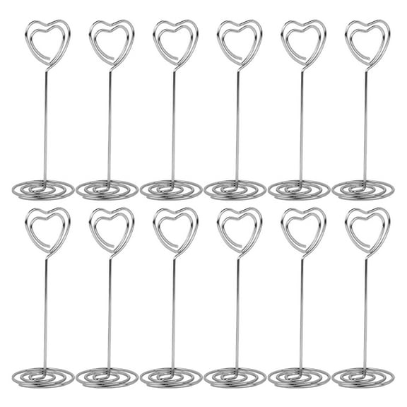 12pcs Heart Shape Photo Holder Stands Table Number Holders Wedding Menu Clips