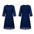 thumbnail image 6 of Odbmxy 3/4 Sleeve Womens Midi Dresses Cocktail Lace Fall Shift Women Dress Dressy Loose Solid Color Wedding Guest, 6 of 6