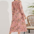 thumbnail image 5 of safuny Women's Plus Size Tea Length Evening Dress Floral Lace Splicing Solid Long Sleeve Autumn Dresses Trendy Crew Neck Winter Elegant Formal Cocktail Wedding Holiday Pink S, 5 of 9