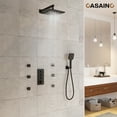 thumbnail image 6 of CASAINC Luxury Thermostatic 3-Spray Patterns 12 in. Flush Wall Mount Rainfall Dual Shower Heads with 6-Jets in Matte Black, 6 of 11
