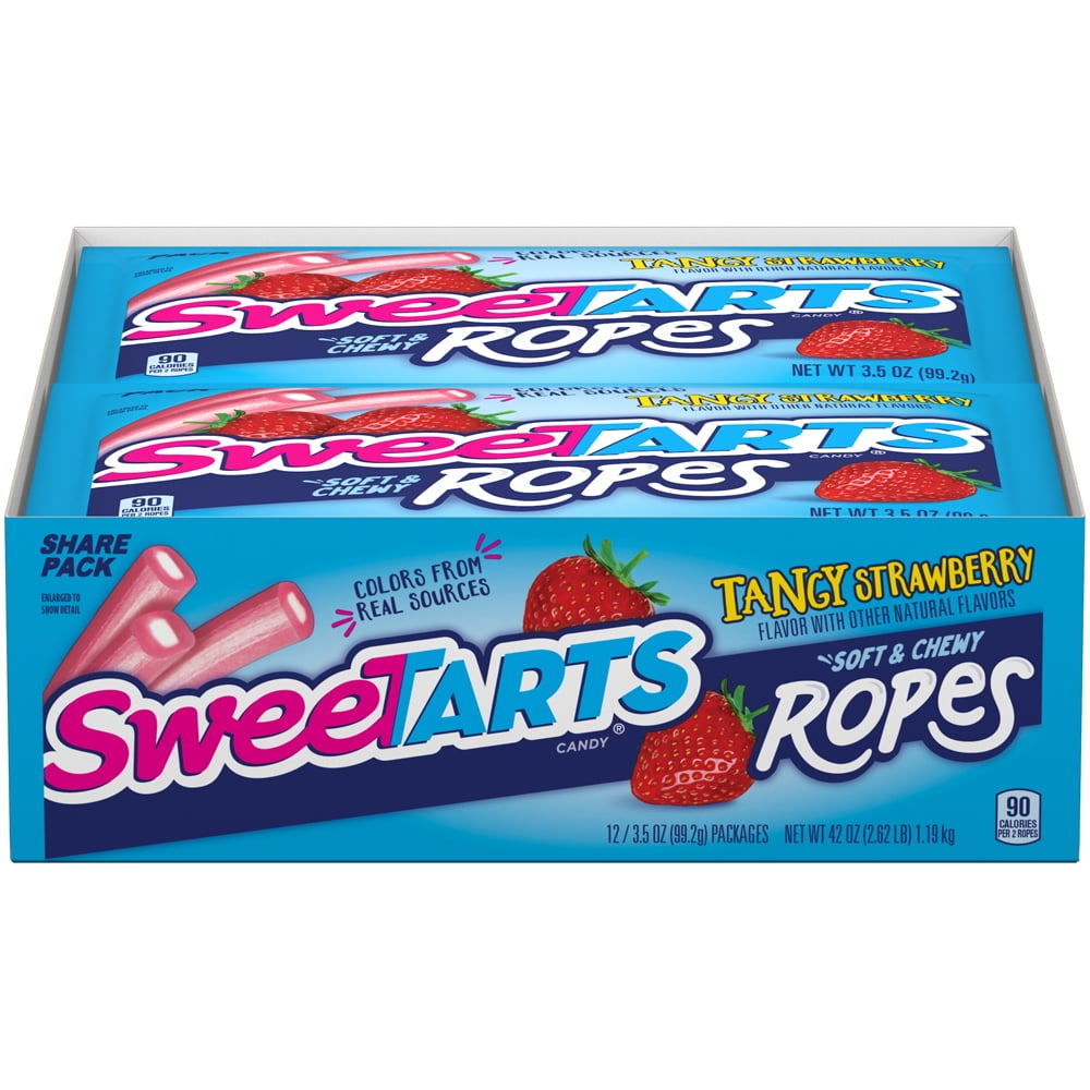 SweeTARTS Tangy Strawberry Ropes Candy, 3.5 oz (12 count)