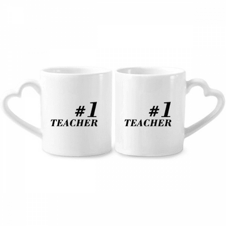 

Number.1 Teacher Student Quote Couple Porcelain Mug Set Cerac Lover Cup Heart Handle