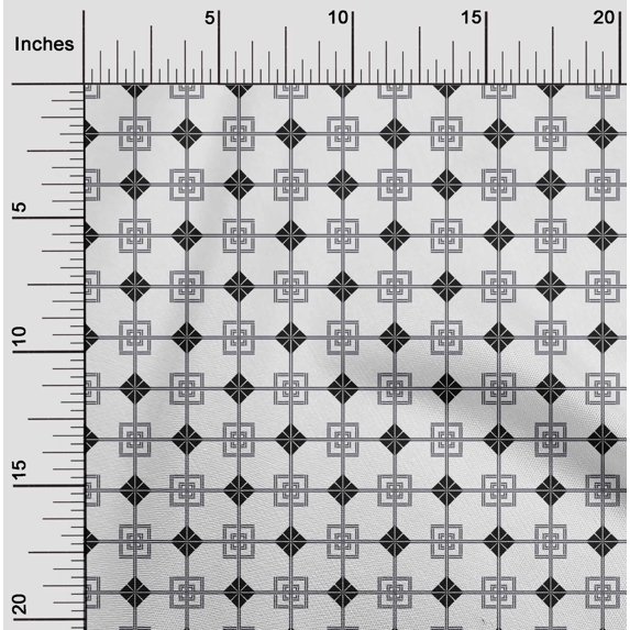 oneOone Georgette Viscose Fabric Square & Triangle Geometric Printed Craft Fabric BTY 42 Inch Wide