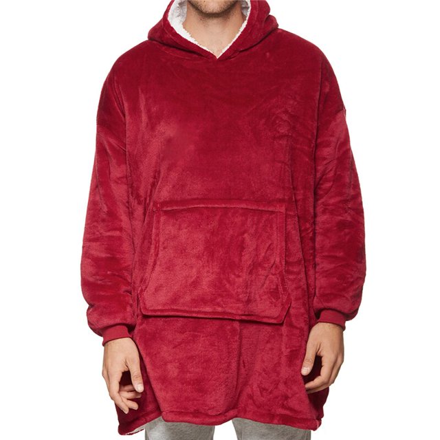 Blanket Hoodie Wearable Oversized Blanket Hooded Sweatshirt Winter Warm Plush Top with Front Pocket