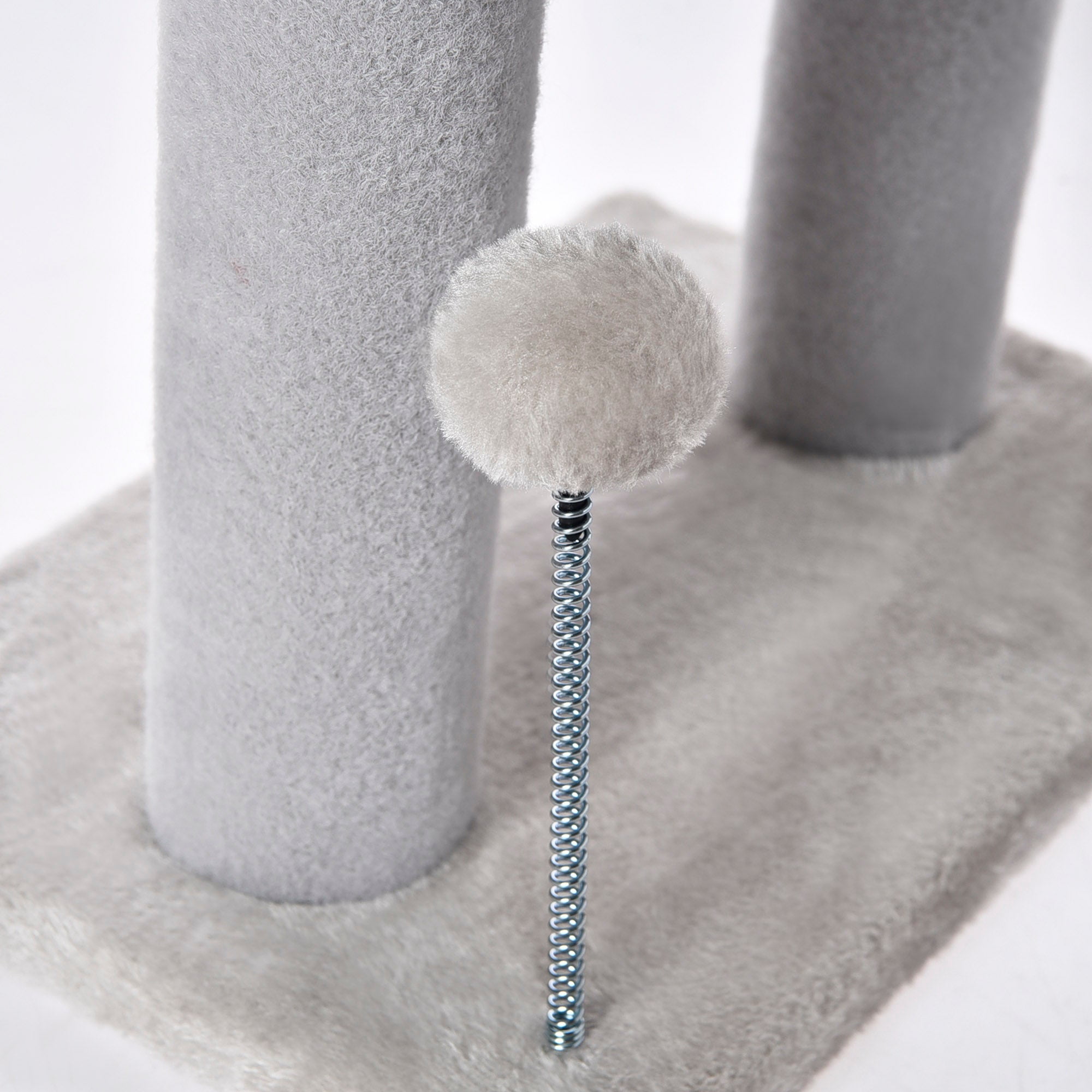 Cat Craft Cat Scratching Post with Tunnel Bed & Hanging Ball, Carpet & Engineered Wood, Light Gray, Animal