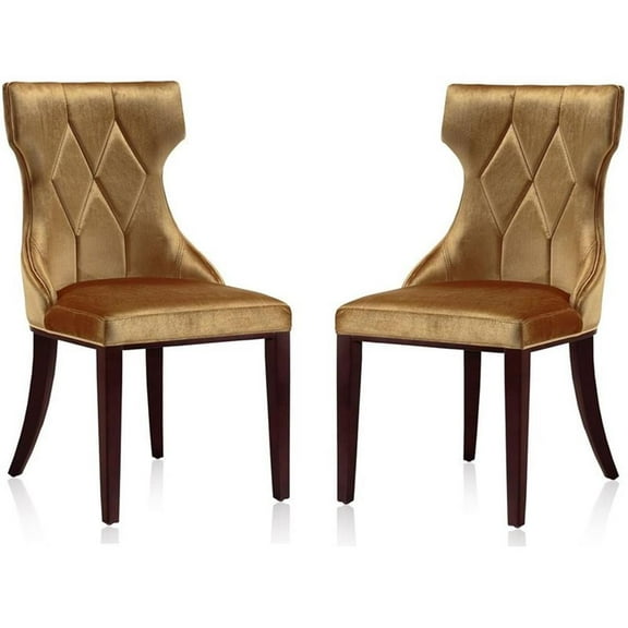 Pemberly Row 18.5" Contemporary Velvet Dining Chair in Antique Gold (Set of 2)