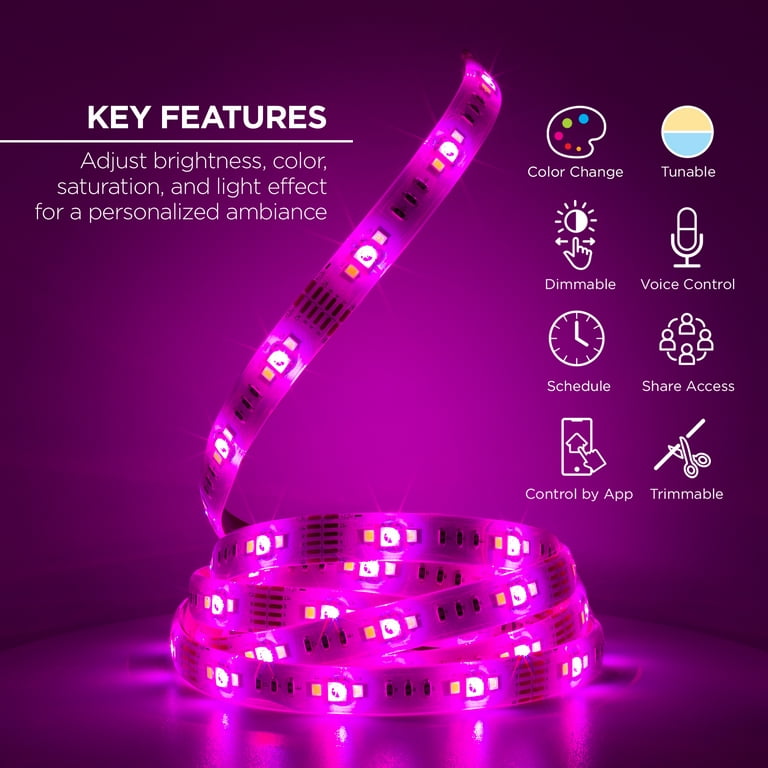 Merkury Innovations Plug in 12 ft. RGB LED Strip Light Weatherproof 120 LED  Color Changing with 24-Key Remote Control Under Cabinet Lighting  MI-LST04-999 - The Home Depot