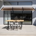 thumbnail image 2 of 120x38'' Window Door Awnings, Aluminum Alloy Large Sink Spliced Canopy with Black Bracket, SPF 50+ UV-Protective, Overhang Awning for Sun Shutter, UV, Rain, Snow Protection, Brown, 2 of 10