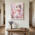 thumbnail image 3 of Canvas Wall Art, Pink Christmas Framed Canvas Prints for Kitchen Bedroom, Xmas Snowman Pine Trees Cones Floral Boho Small Gallery Wrapped Wall Decor for Home Office, Gifts, 8"x12" Ship Next Day, 3 of 9