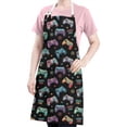thumbnail image 5 of Colorful Controllers Games Icons Black Apron-Garden Aprons for Women with Pockets-Cotton Linen Waterproof Kitchen Cooking Gardening Aprons Adjustable for Kitchen,Cooking,BBQ and Salon 33x27 Inch, 5 of 7