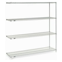 Global Industrial 990158 74 x 72 x 18 in. Nexelate Wire Shelving Add-On Unit, Silver