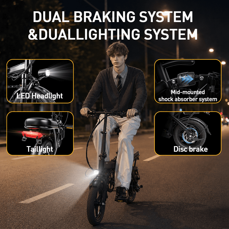 BroPath, Electric Bike, 576Wh Removable Battery, Folding 14