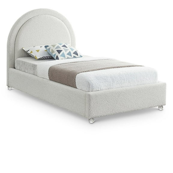 Meridian Furniture Milo Cream Fabric Twin Bed