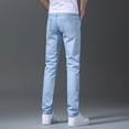 thumbnail image 3 of Men Business Casual Straight Narrow Leg Jeans Light Blue Gray Stretch Vintage Denim Pants Streetwear Slim Fit Quality Trousers, 3 of 6