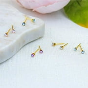 STUDEX Sensitive Diamond Crystal Shimmer Stud Earrings 3mm | Gold Plated Post-PR-1504-S | Hypoallergenic and Nickel Safe for Sensitive Ears