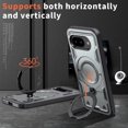 thumbnail image 5 of Pour Google Pixel 9A Case, Compatible avec MagSafe, 2 Pack Glass Screen Protector, Built-in KickStand Grip Ring, Heavy Duty Military Grade Shockproof Rugged Phone Étui pour Pixel 9A 6.3 Pouces(Gray), 5 of 5