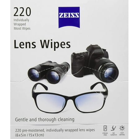 Zeiss Pre-Moistened Lens Cleaning , 220 Count
