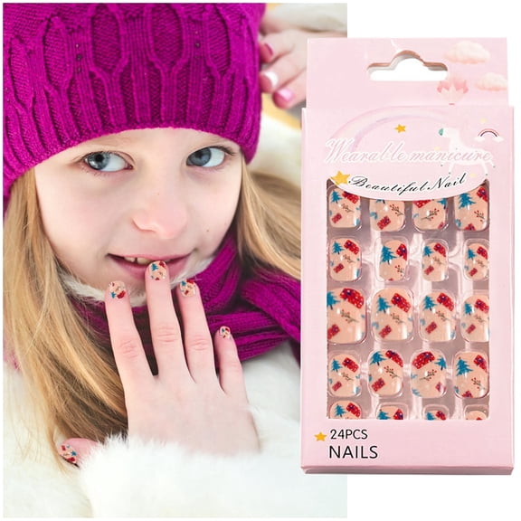 Nail Stickers Christmas Nail Cute Wearable 24pc Pack for Children's Festive Manicure 24PCS