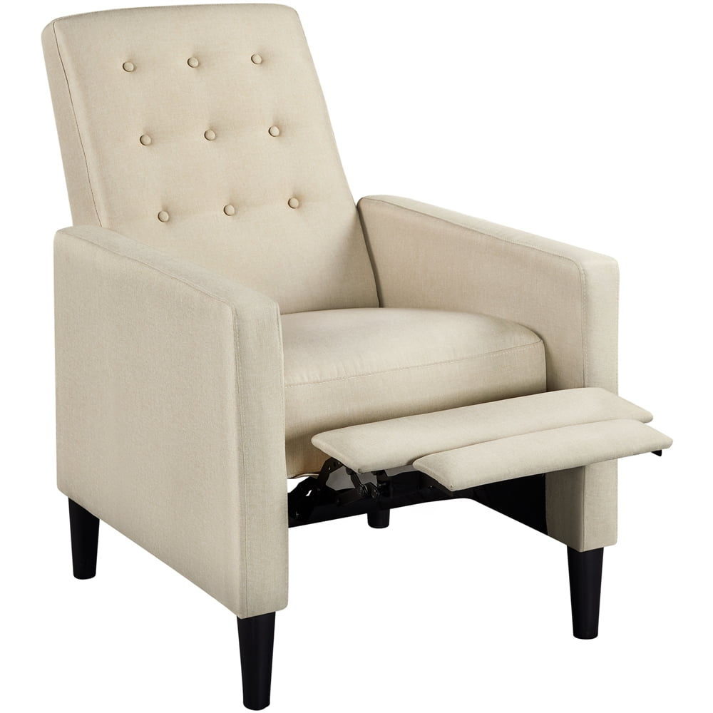 Alden Design Modern Tufted Fabric Push Back Recliner with Pocket Spring, Beige