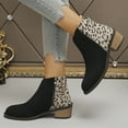 thumbnail image 4 of Leopard Dress Boots for Women Ladies Fashion Suede Pointed Toe Low Heel Winter Fall Zipper Short Ankle Booties, 4 of 7