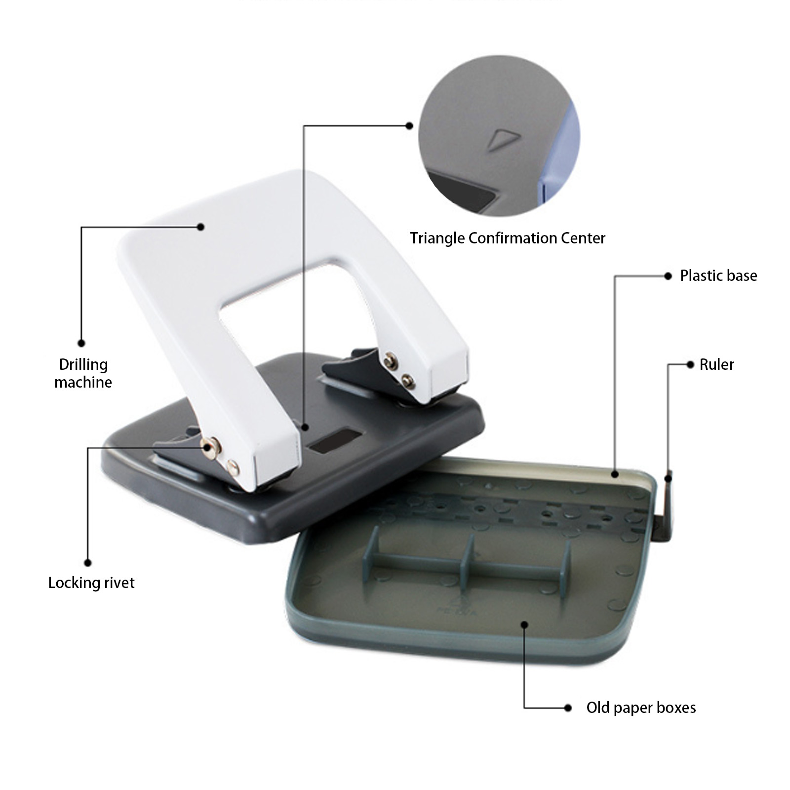 2 Hole Punches Loose Paper Puncher Handheld Papers Circles Punches Hole Maker for Notebook Scrapbook, 20 Sheets Capacity