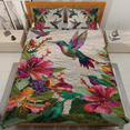 thumbnail image 2 of Lotusprinthandmade Colorful Hummingbird Quilt Bedding Set (White Binding) 5 Sizes (Made in Vietnam) (90x100), Vibrant Hummingbird Design Quilt Bedding, 2 of 5