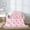 thumbnail image 2 of Disketp Cute Flamingo with Heart Cozy Flannel Fleece Throw Blanket: Has a velvety texture for All Seasons - Perfect for Women, Men, & Kids"50"x40", 2 of 6