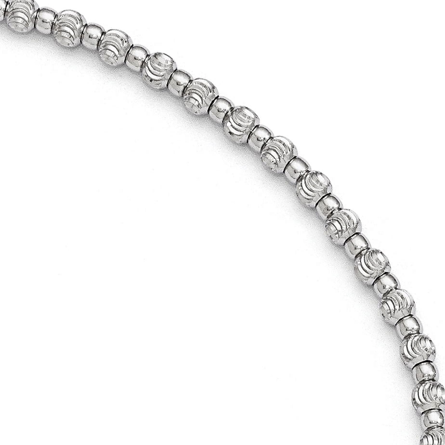 FJC Finejewelers Sterling Silver Rhodium Bright Cut Beaded Anklet W/1in Ext.