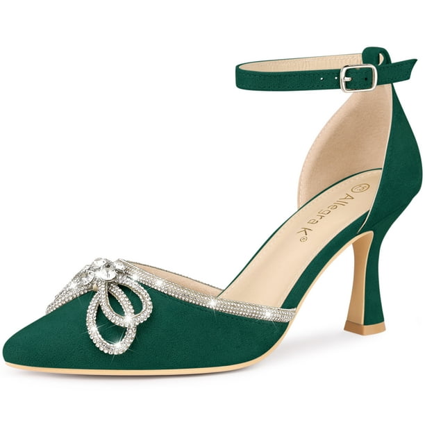 Zapatos de mujer Allegra K Lazo Correa en el tobillo Tacón de aguja Verde 40