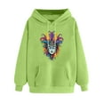 thumbnail image 3 of VBTAPA Womens Mardi Gras Hoodies Funny Mask Graphic Hooded Sweatshirt Carnival Themed Print Long Sleeve Drawstring Pullover Hoodie Holiday Hoody Tops Flash Deals Green S, 3 of 6
