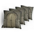 thumbnail image 5 of Ambesonne Moroccan Throw Pillow Cover 4 Pack, Folk Aged Door Geometric, 24", Sepia Black, 5 of 7