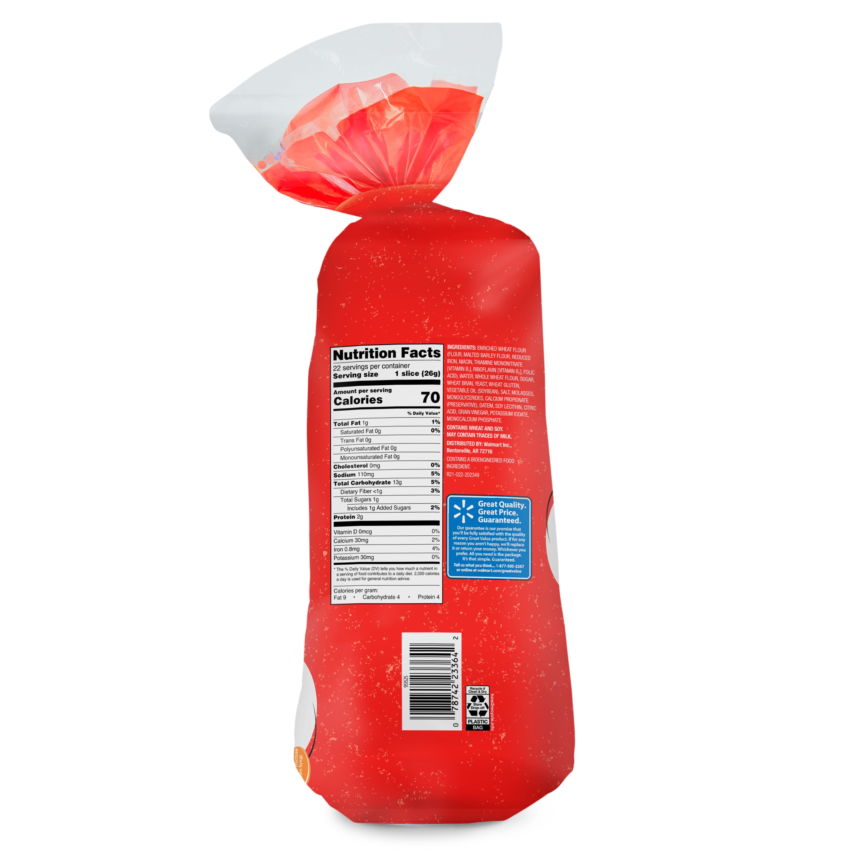 Great Value Round Top Wheat Bread, 20 oz