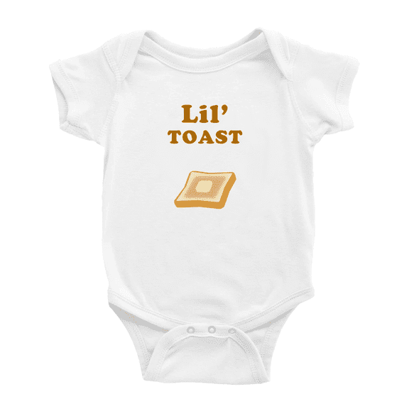Cute Baby Jumpsuit Lil' Toast Food Funny Boy & Gril Infant Clothes (White, 12-18 Months)