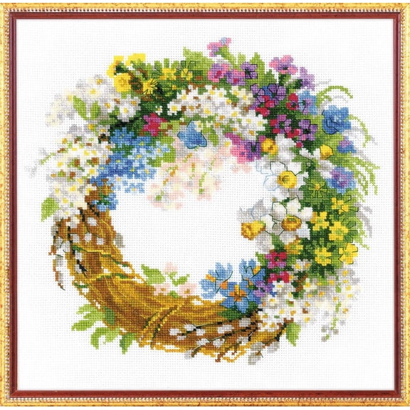 RIOLIS® Wreath with Bird Cherry Counted Cross-Stitch Kit