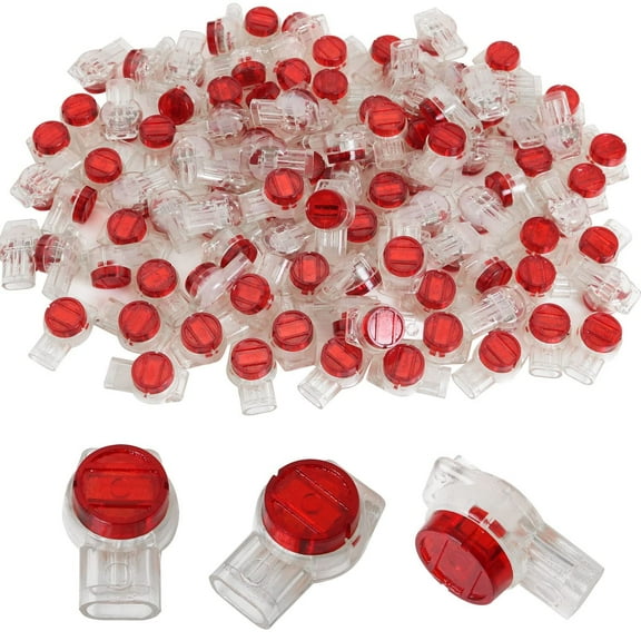 100pcs Waterproof Wiring Ethernet Cable Telephone Cord Splice Terminal Red Clear Crimp Connection Terminals K3 Connector 3 Port