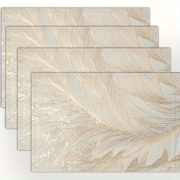set of 4, Golden Leaf Patterned table mat for dining table kitchen home decor for dining table easy to clean(table placemat) 12x18 inch