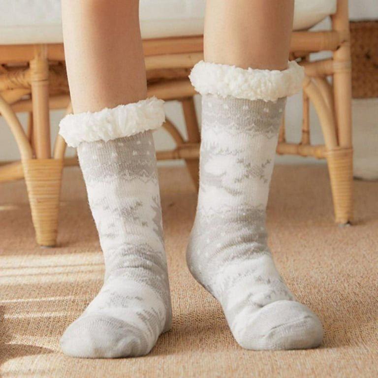 2 Pairs Women's Winter Fuzzy Warm Cozy Fleece Lined Slipper Socks