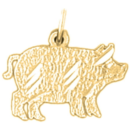 18K Yellow Gold Pig Pendant - 14 mm