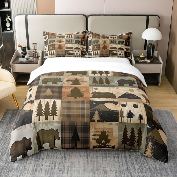 Ropa de Cama Funda Nórdica 100% Algodón Tamaño Completo, Juego de Cama Camper Niños Cabaña Rústica