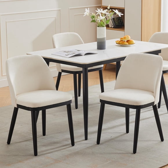 Upholstered Dining Chairs Set of 2, Mid Century Modern Kitchen Chairs with Thick Cushions,Dining Room Chair with Wood Legs for Dining Room Kitchen Restaurant