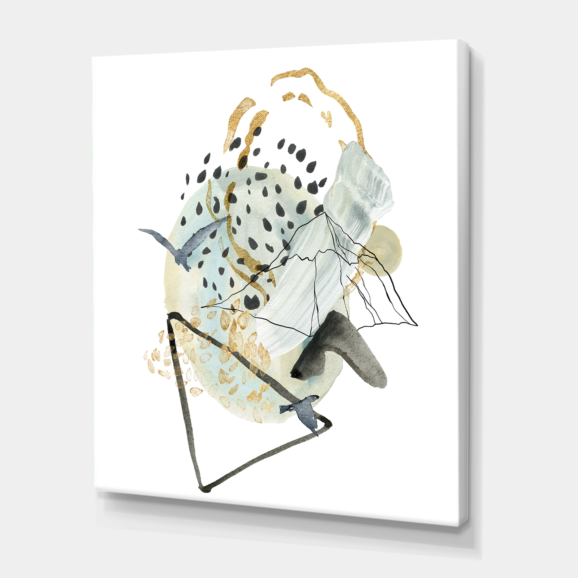 Designart ' Mountain Bird With Gouache Of Abstract Landscape ' Modern Canvas Wall Art Print