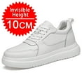 thumbnail image 2 of Men's Invisible Height Increasing Leather Sneakers Breathable Elevator Shoes Color: White Size: 44, 2 of 7