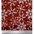 thumbnail image 1 of Soimoi Red Poly Georgette Fabric Snow Flakes Floral Printed Fabric 1 Yard 42 Inch Wide, 1 of 5