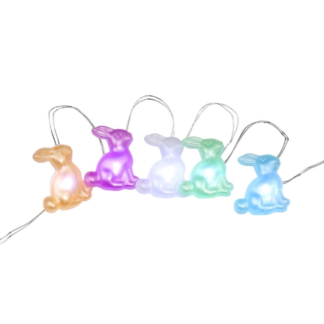Outdoor String Lights,Led Easter Multicolor Rabbits Shaped Copper Lamp Holiday Decoration Colorful Light String,Easter Decorations for the Home,Led Light Bulb,Led String Lights