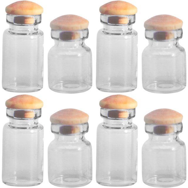 Miangastore 8 Pcs Bouteilles en Verre Miniatures Maison de Poupée Mini Bouteilles en Verre avec Bouchons Jouets de Jeu de Rôle