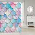 thumbnail image 2 of Manfei Mermaid Scale Shower Curtain 72Wx84L, Dreamy Ocean Princess Bathroom Shower Curtain, Blue Pink, 2 of 5