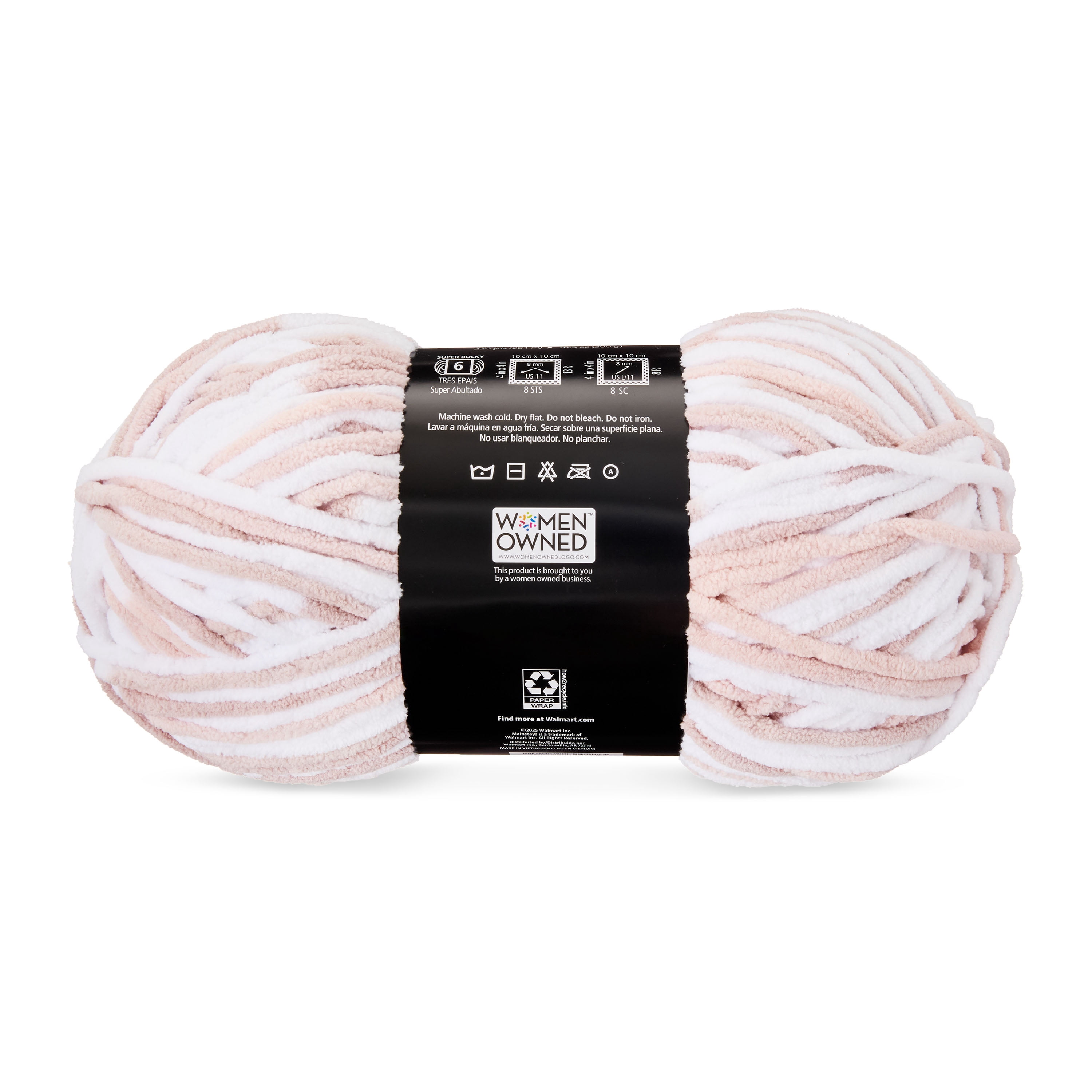 Mainstays Cozy Chenille Yarn, 220 yd, Pink Sands Multi, 100% Polyester, Bulky, Pack of 4