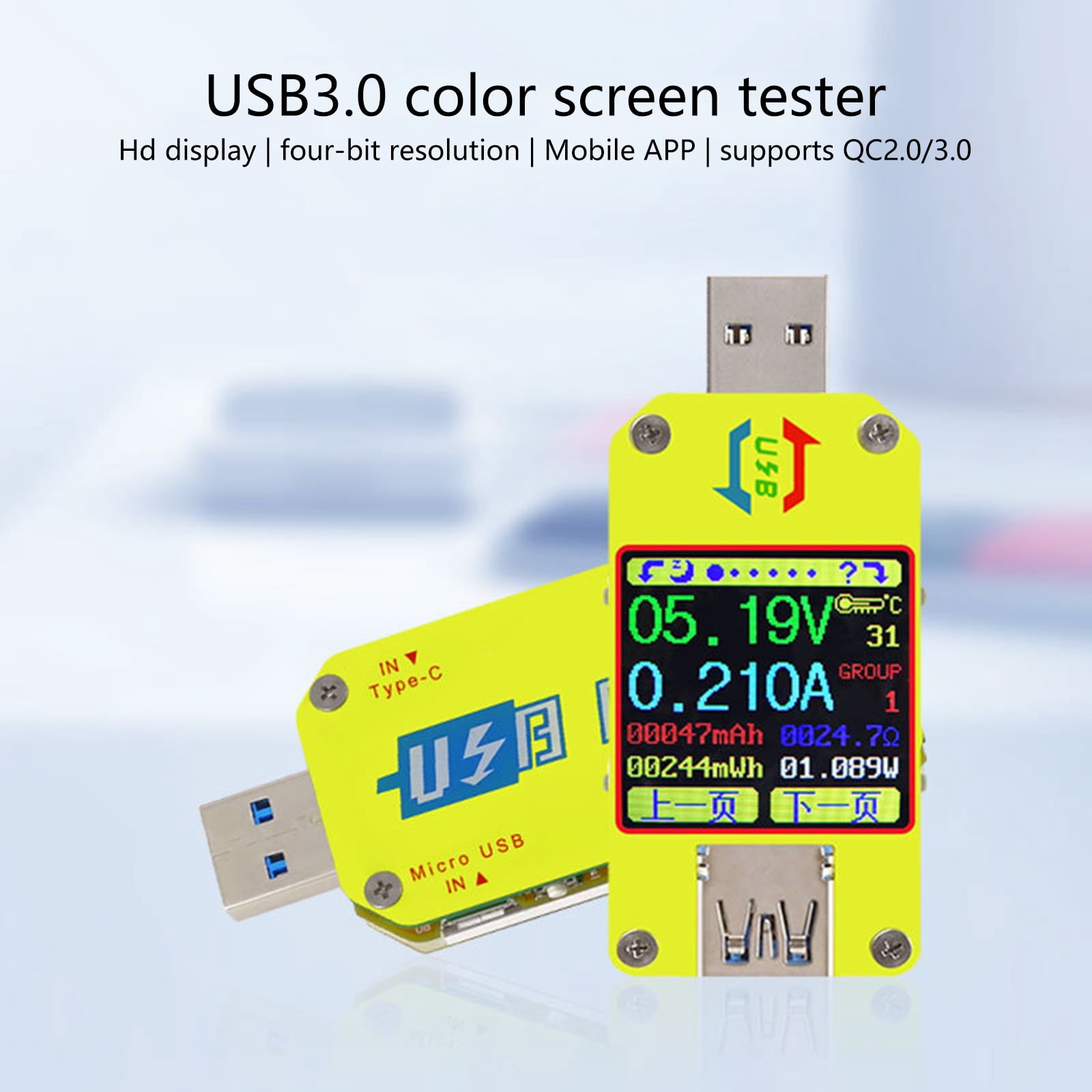 USB Power Meter 4-24V 4A LCD USB Voltages Current Display USB Tester Multimeter USB Current Meter Tester LCD Display