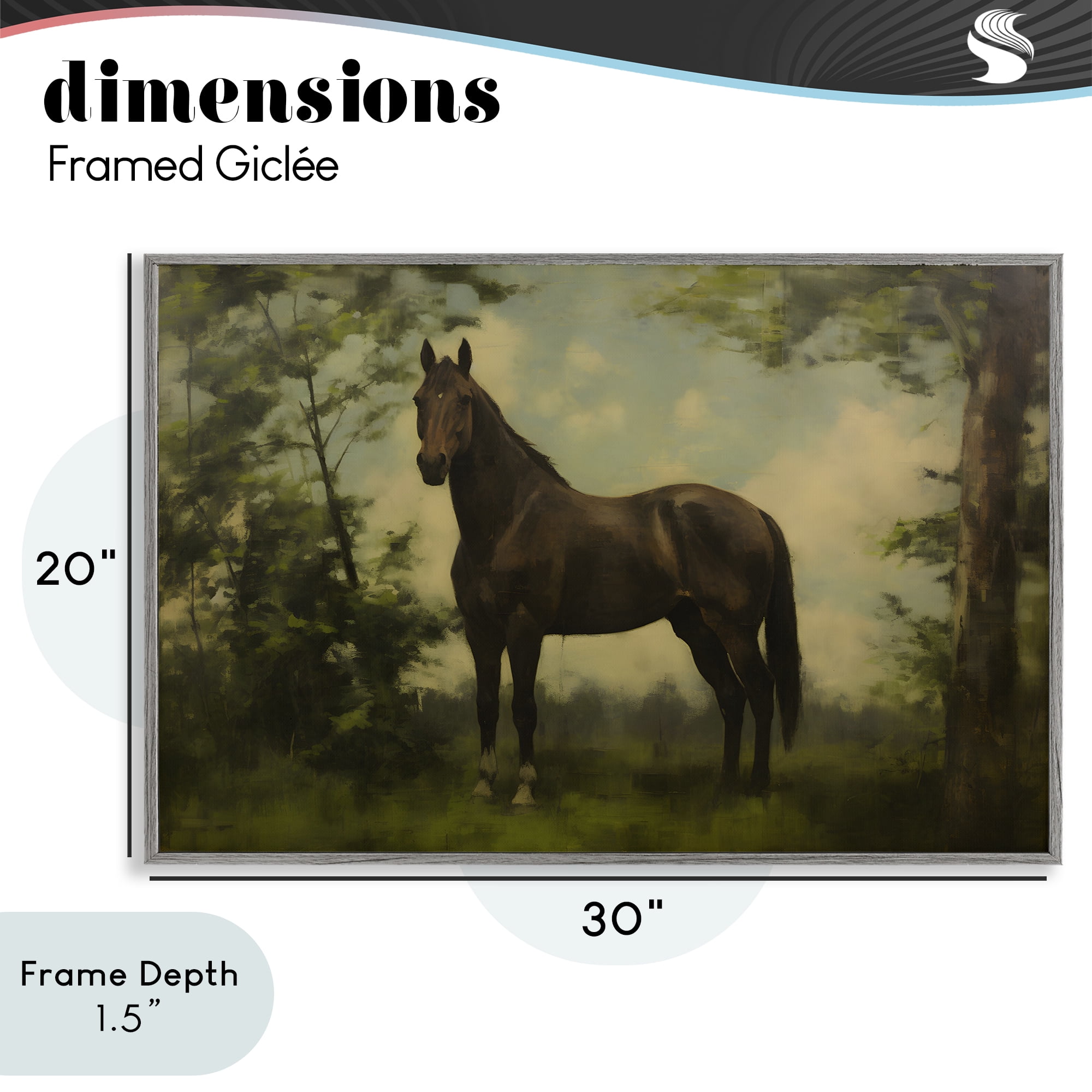 Stupell Industries Forest Horse Portrait Gray Framed Giclee Art, design by Petal Prints Design